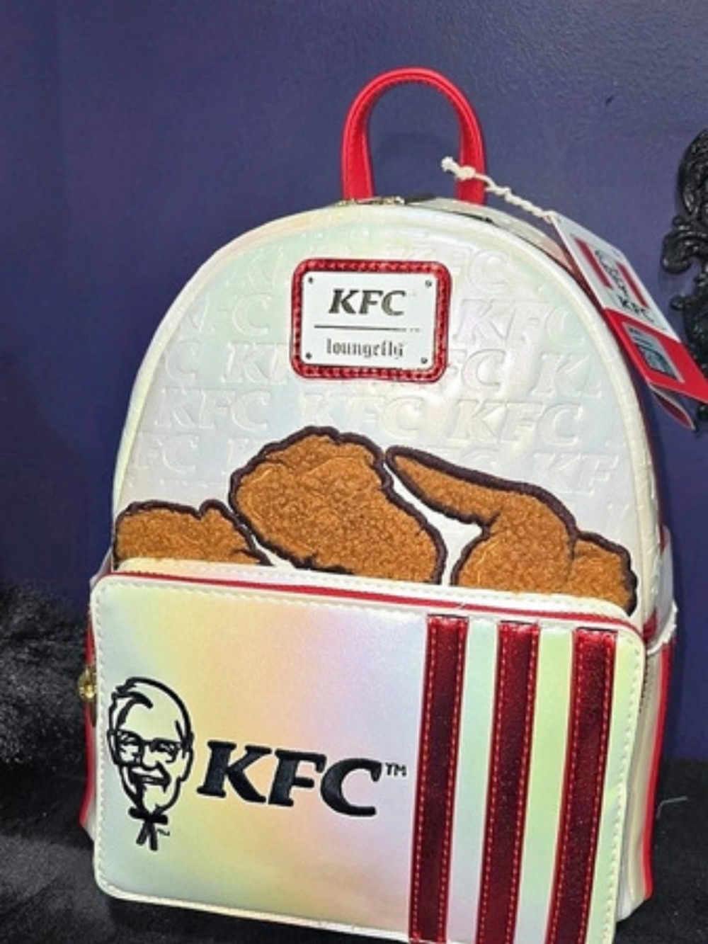Loungefly KFC Iridescent Bucket of Chicken Mini Backpack Purse Unique Cool Foodi